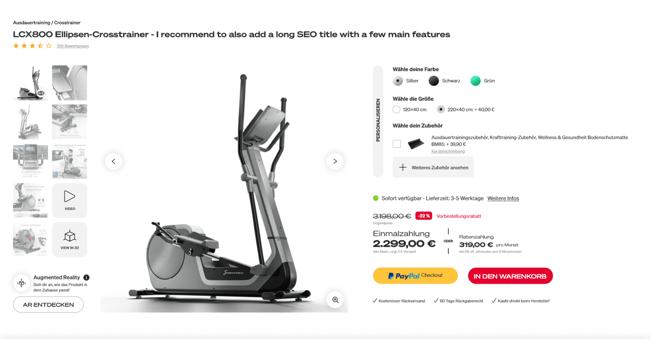 Magento 2 Sportstech PLP — E-commerce · Magento 2 · UI/UX · web design and development by Level UI
