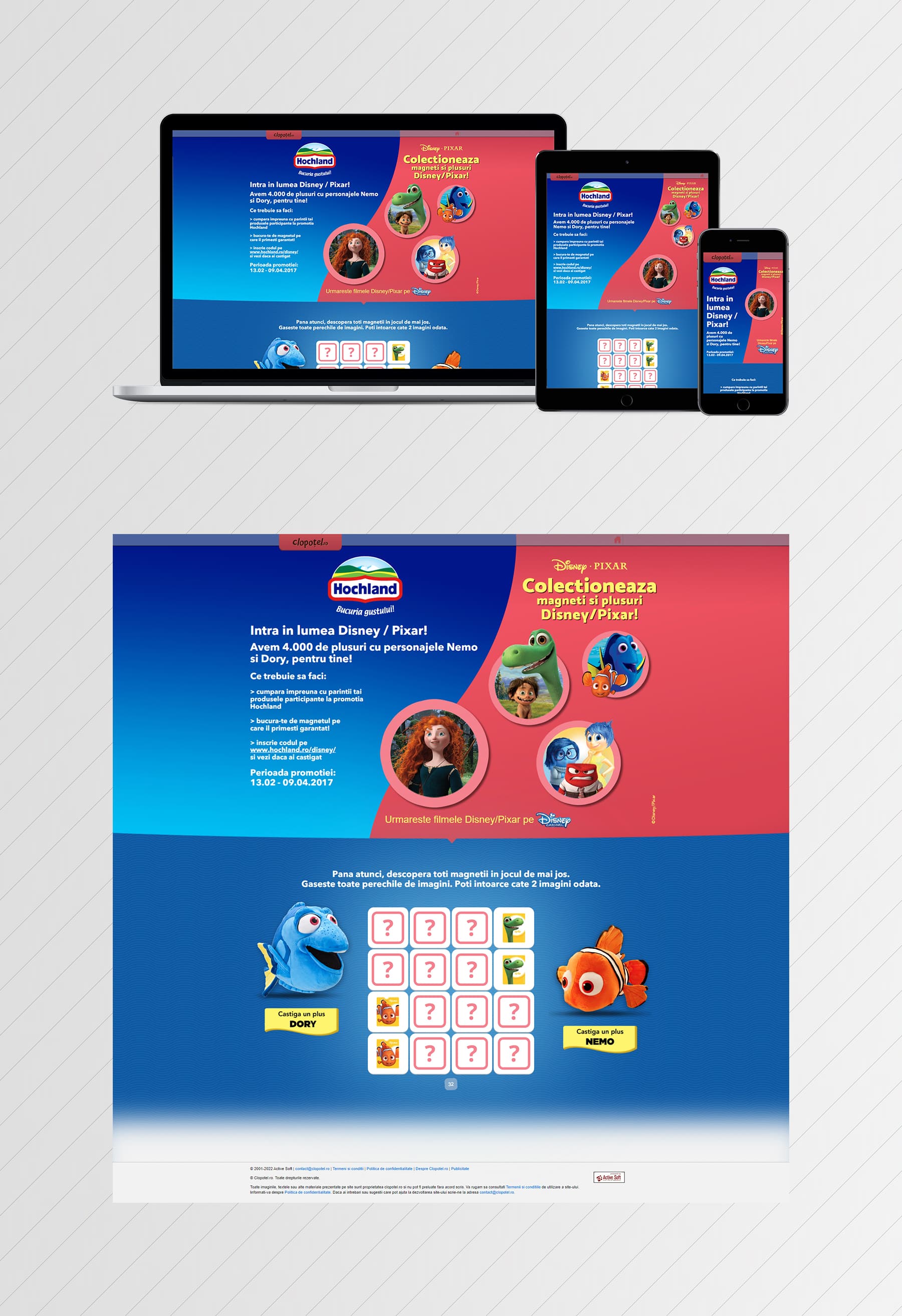 JS Game — Disney / Pixar — UI/UX-Design & Frontend-Entwicklung project by Level UI for Active Soft